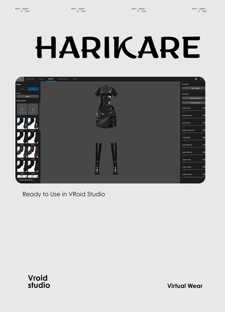 【VRoid Texture & Custom Item】くろグロスドレス