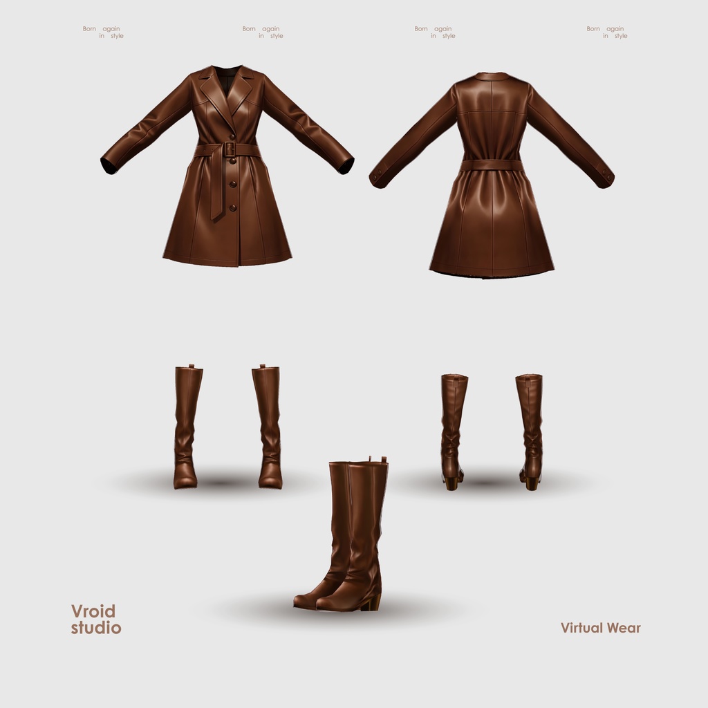 【VRoid Texture & Custom Item】ブラウンコートエレガント