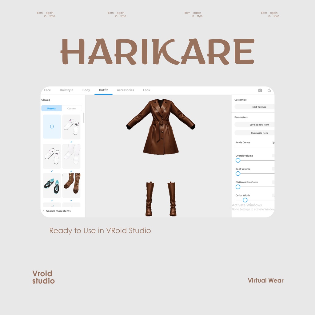 【VRoid Texture & Custom Item】ブラウンコートエレガント
