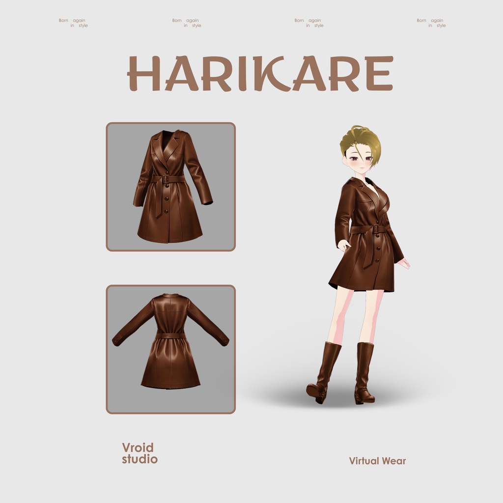 【VRoid Texture & Custom Item】ブラウンコートエレガント