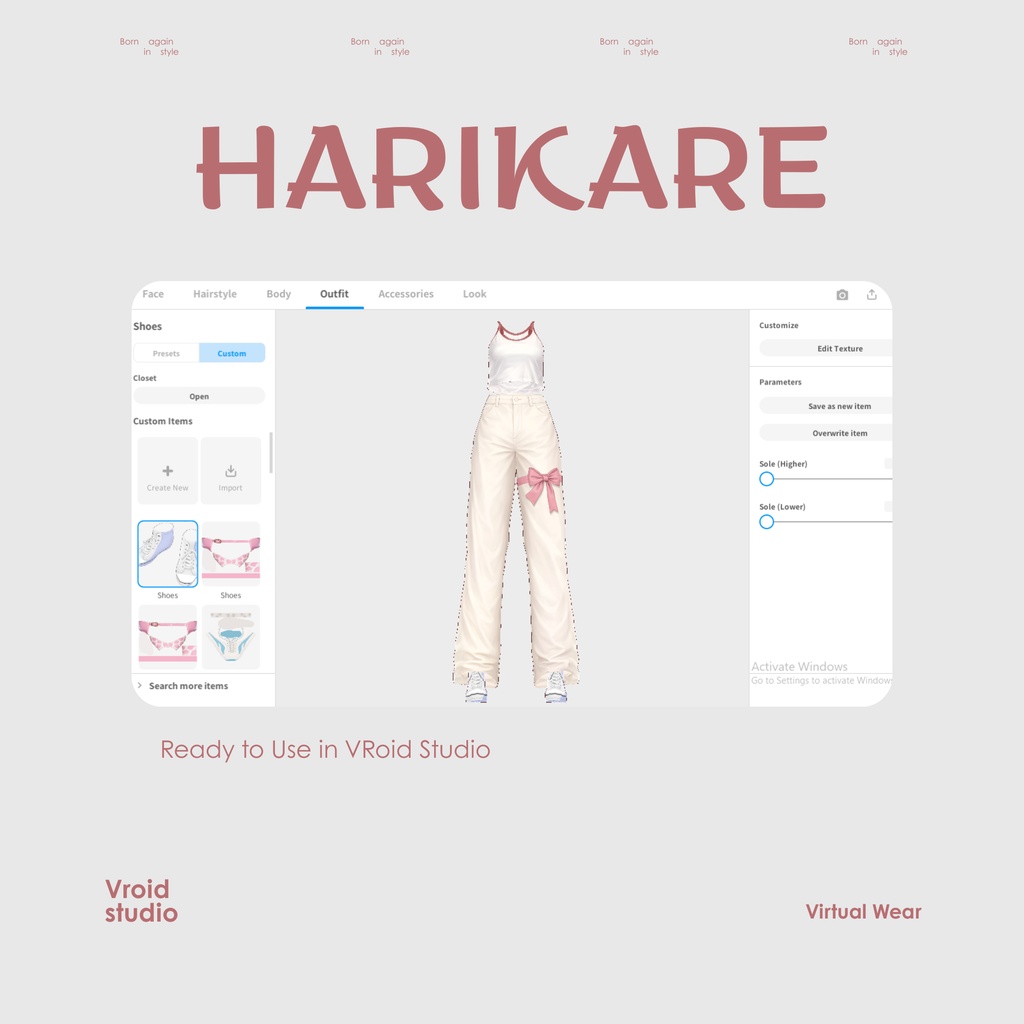【VRoid Texture & Custom Item】しろリボンカジュアル