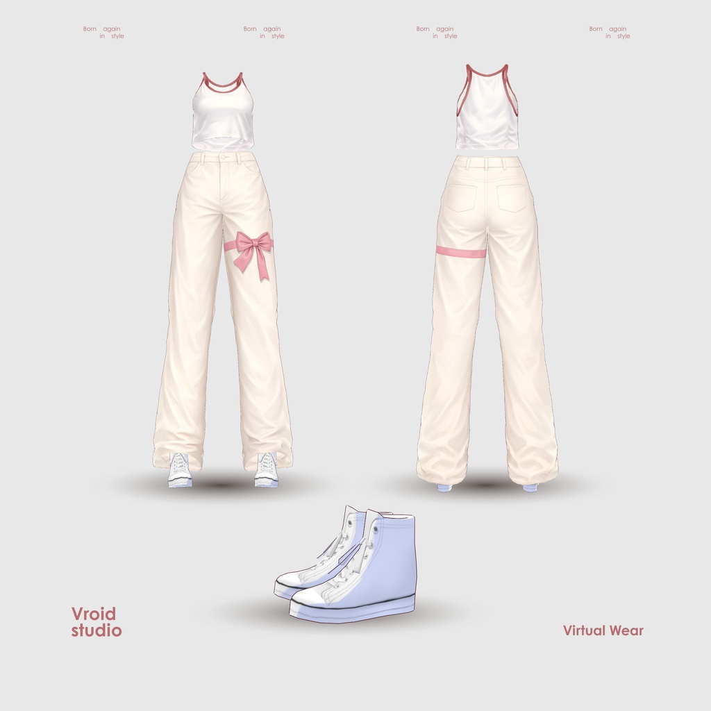 【VRoid Texture & Custom Item】しろリボンカジュアル