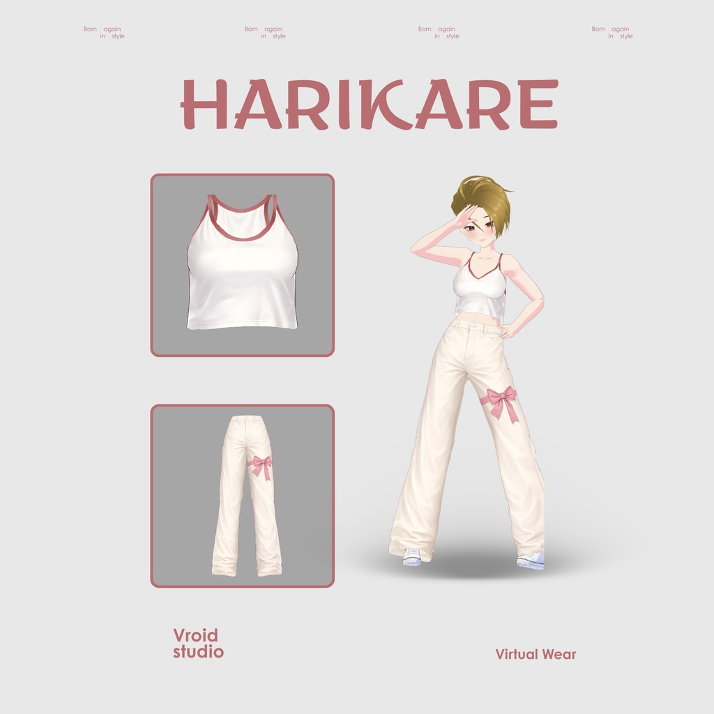 【VRoid Texture & Custom Item】しろリボンカジュアル