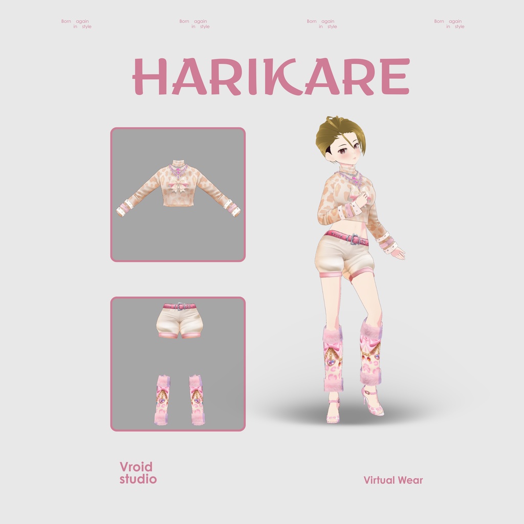【VRoid Texture & Custom Item】ピンクレオパードコーデ