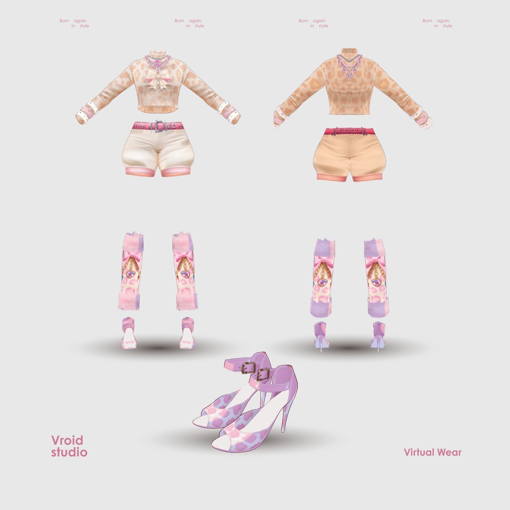 【VRoid Texture & Custom Item】ピンクレオパードコーデ