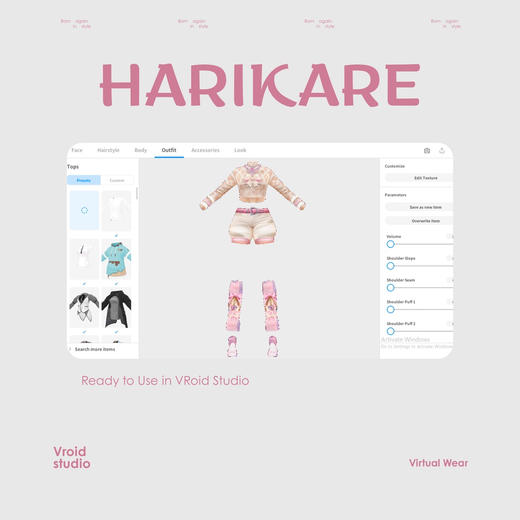 【VRoid Texture & Custom Item】ピンクレオパードコーデ