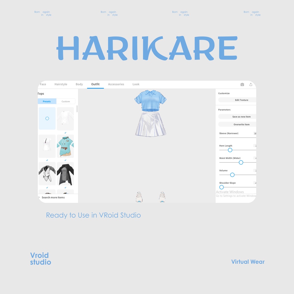 【VRoid Texture & Custom Item 】あおいスクールカジュアルセット
