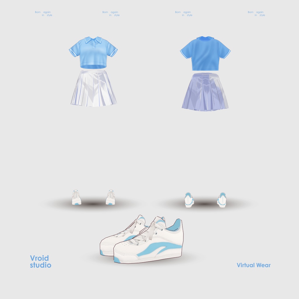 【VRoid Texture & Custom Item 】あおいスクールカジュアルセット