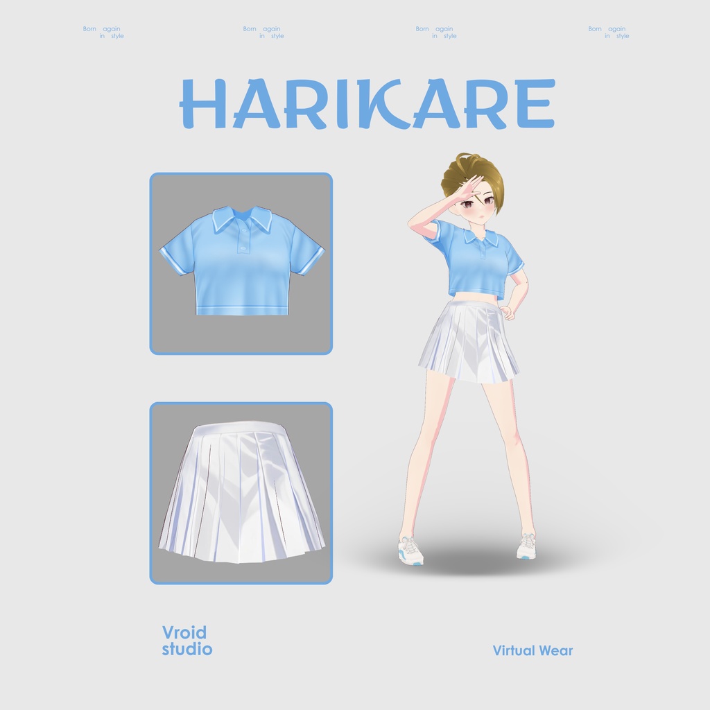 【VRoid Texture & Custom Item 】あおいスクールカジュアルセット