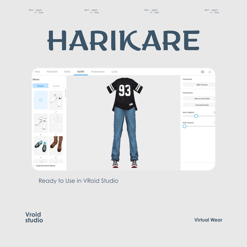 【VRoid Texture & Custom Item】すぽーつてぃーしゃつとでにむぱんつ