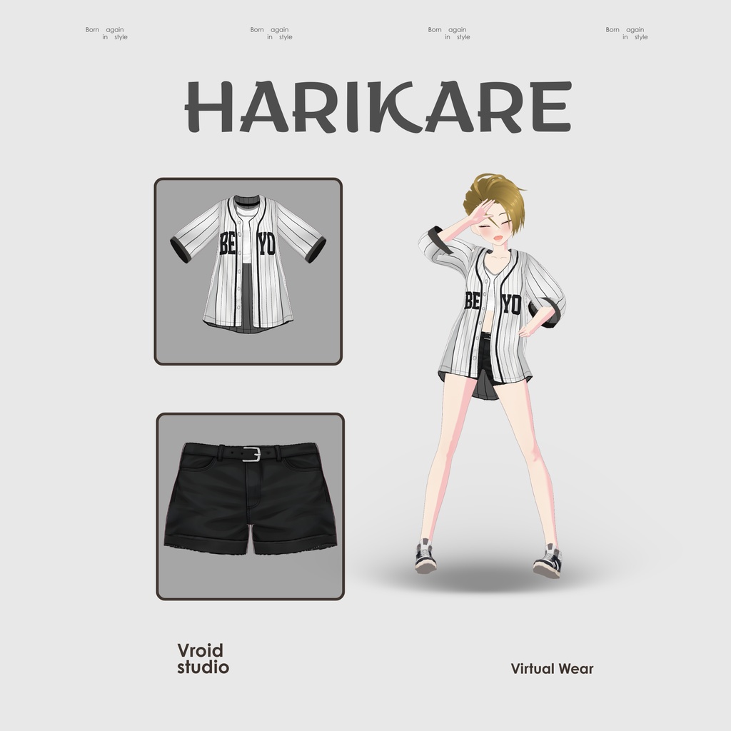 【VRoid Texture & Custom Item】べーすぼーるしゃつれいやーどすたいる