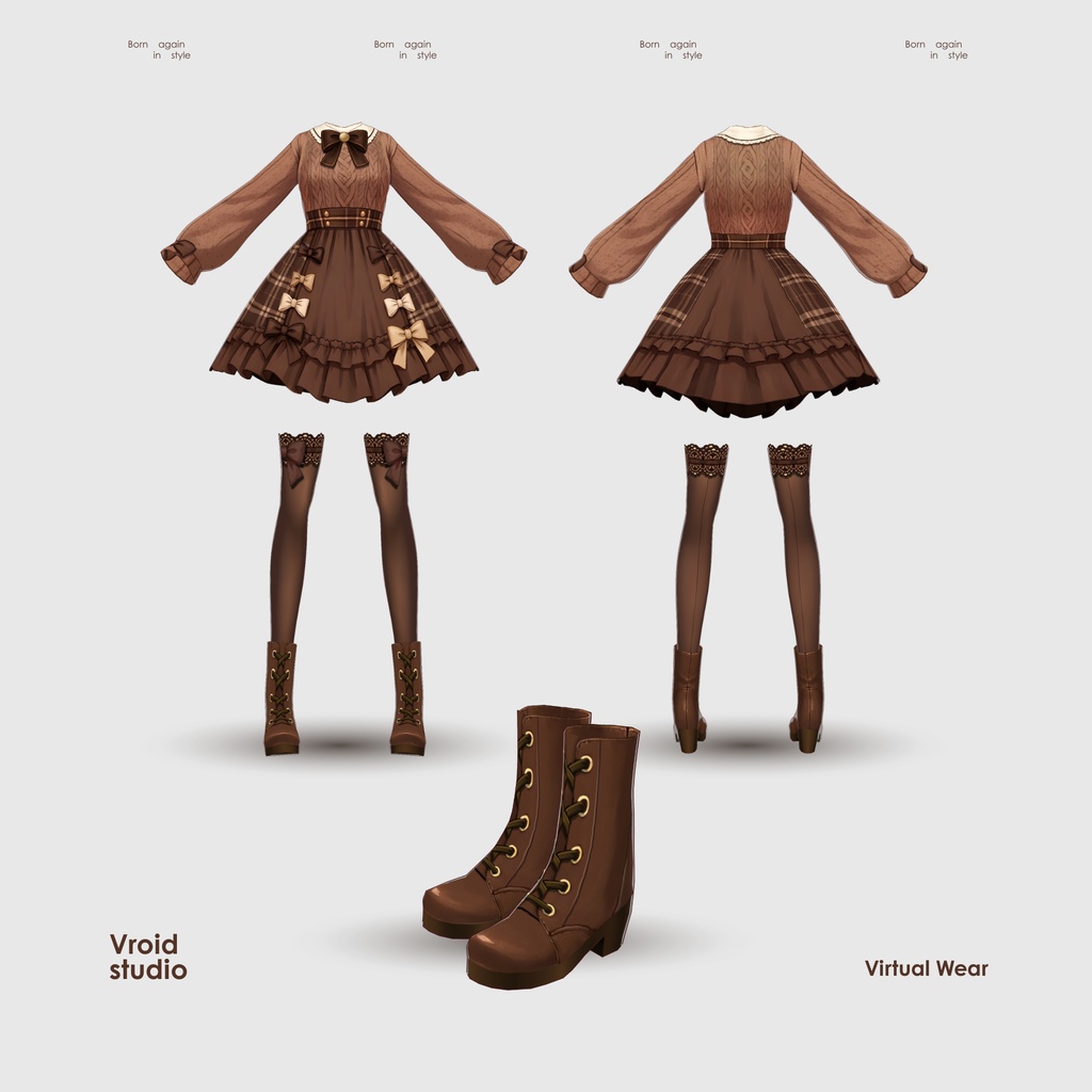 【VRoid Texture & Custom Item 】りぼんぶらうんどれす