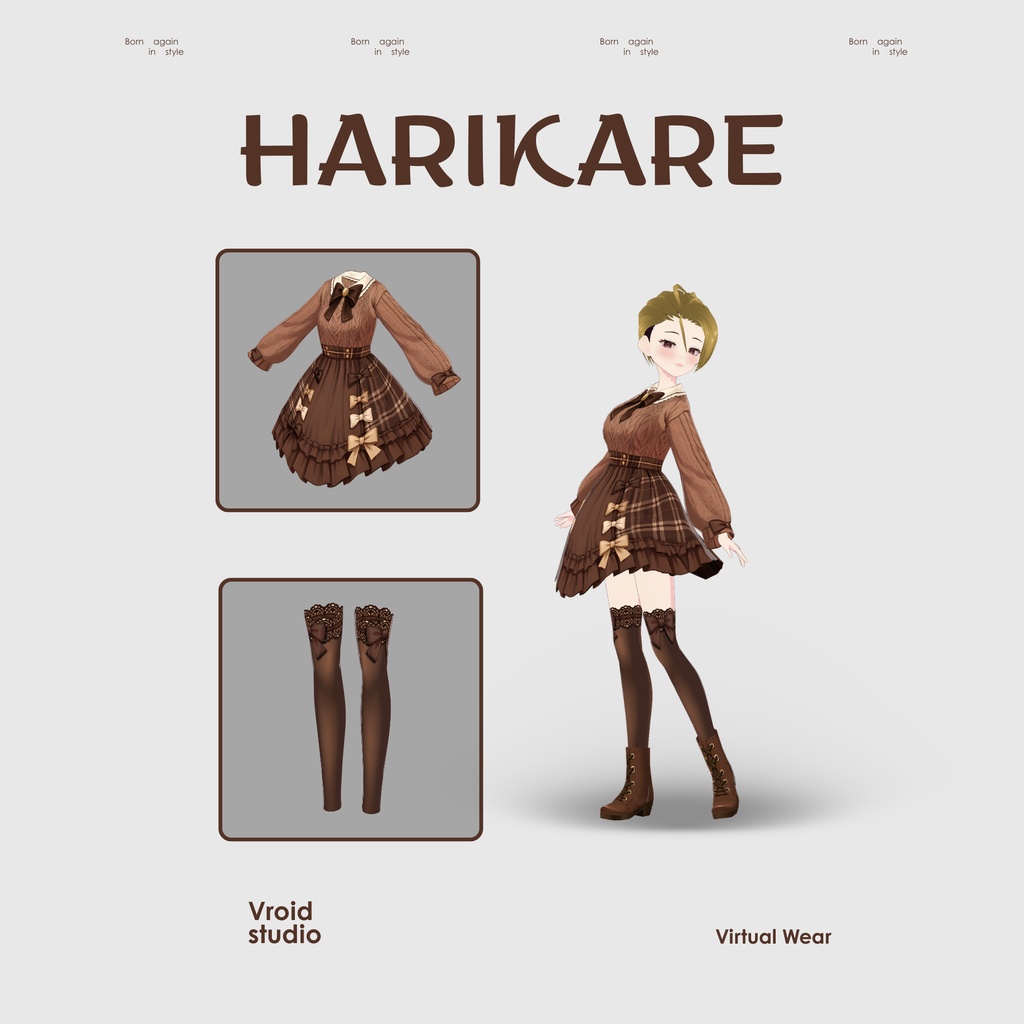 【VRoid Texture & Custom Item 】りぼんぶらうんどれす