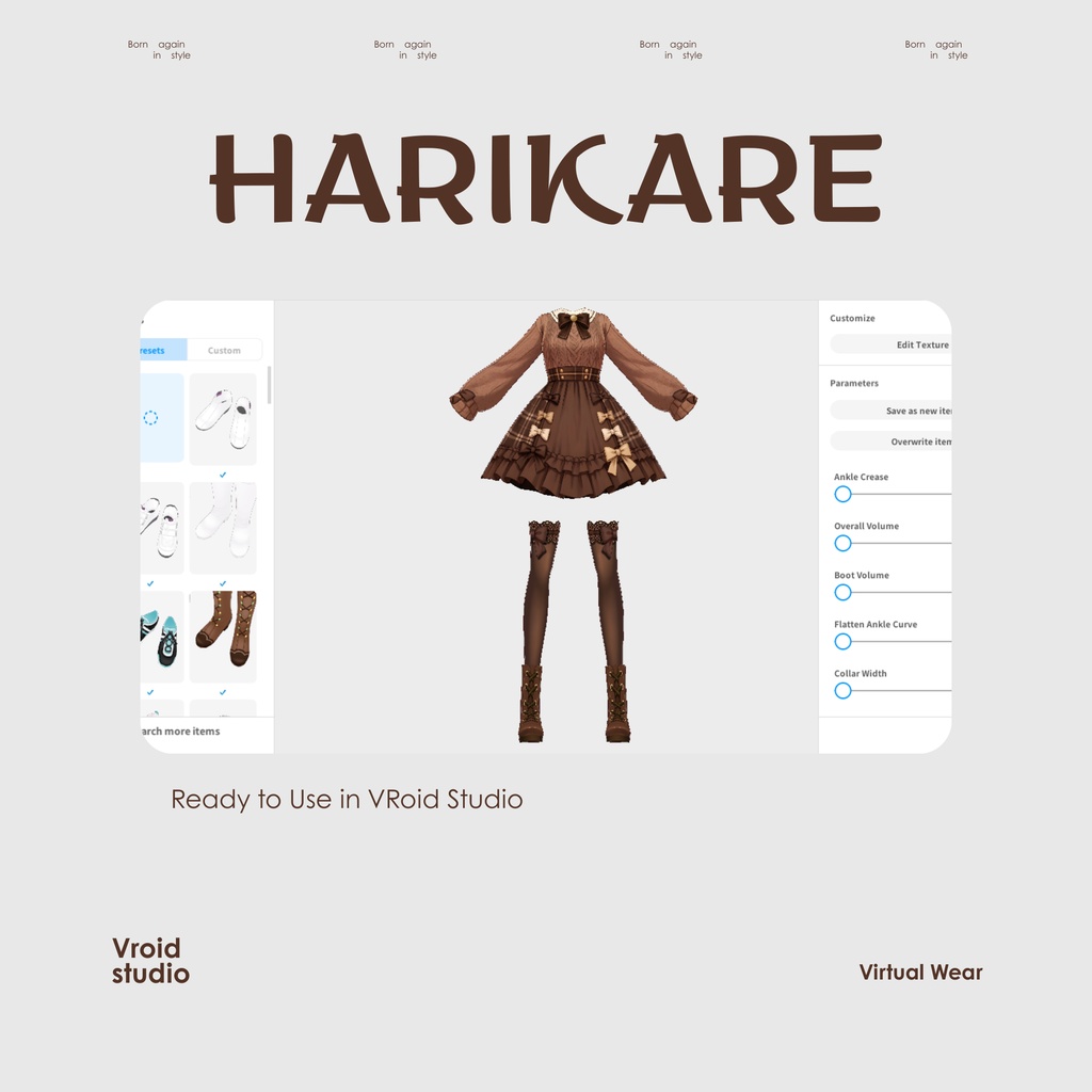 【VRoid Texture & Custom Item 】りぼんぶらうんどれす