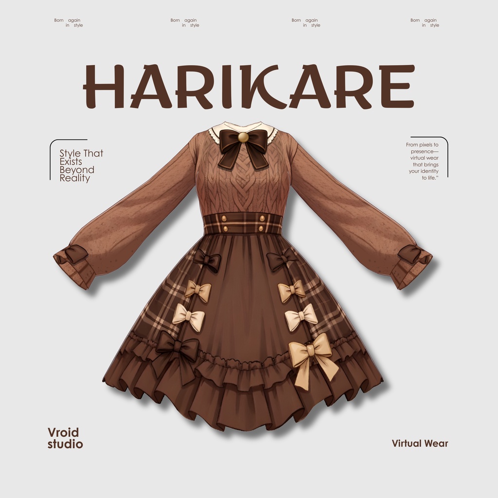 【VRoid Texture & Custom Item 】りぼんぶらうんどれす