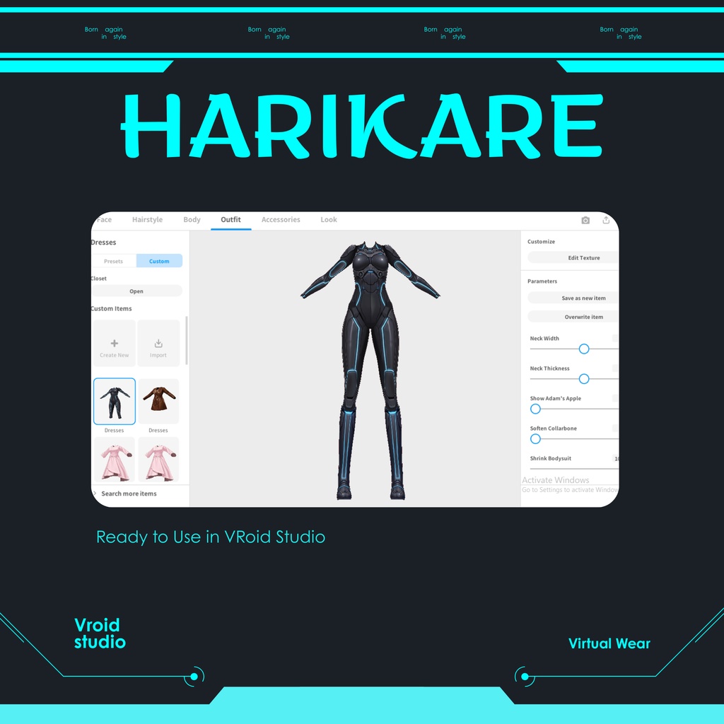 【VRoid Texture & Custom Item 】みらいさいばーすーつ