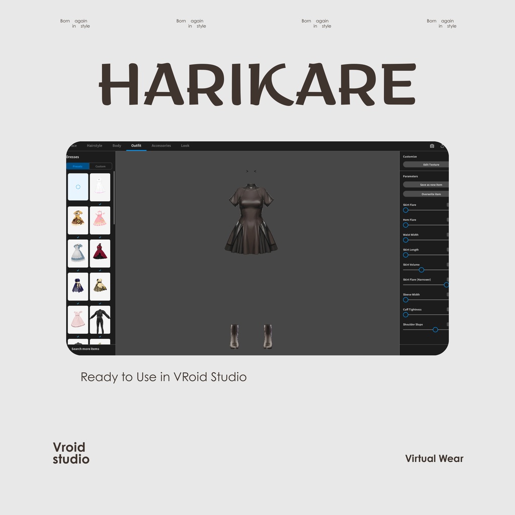 【VRoid Texture & Custom Item 】くろよるエレガンスドレス