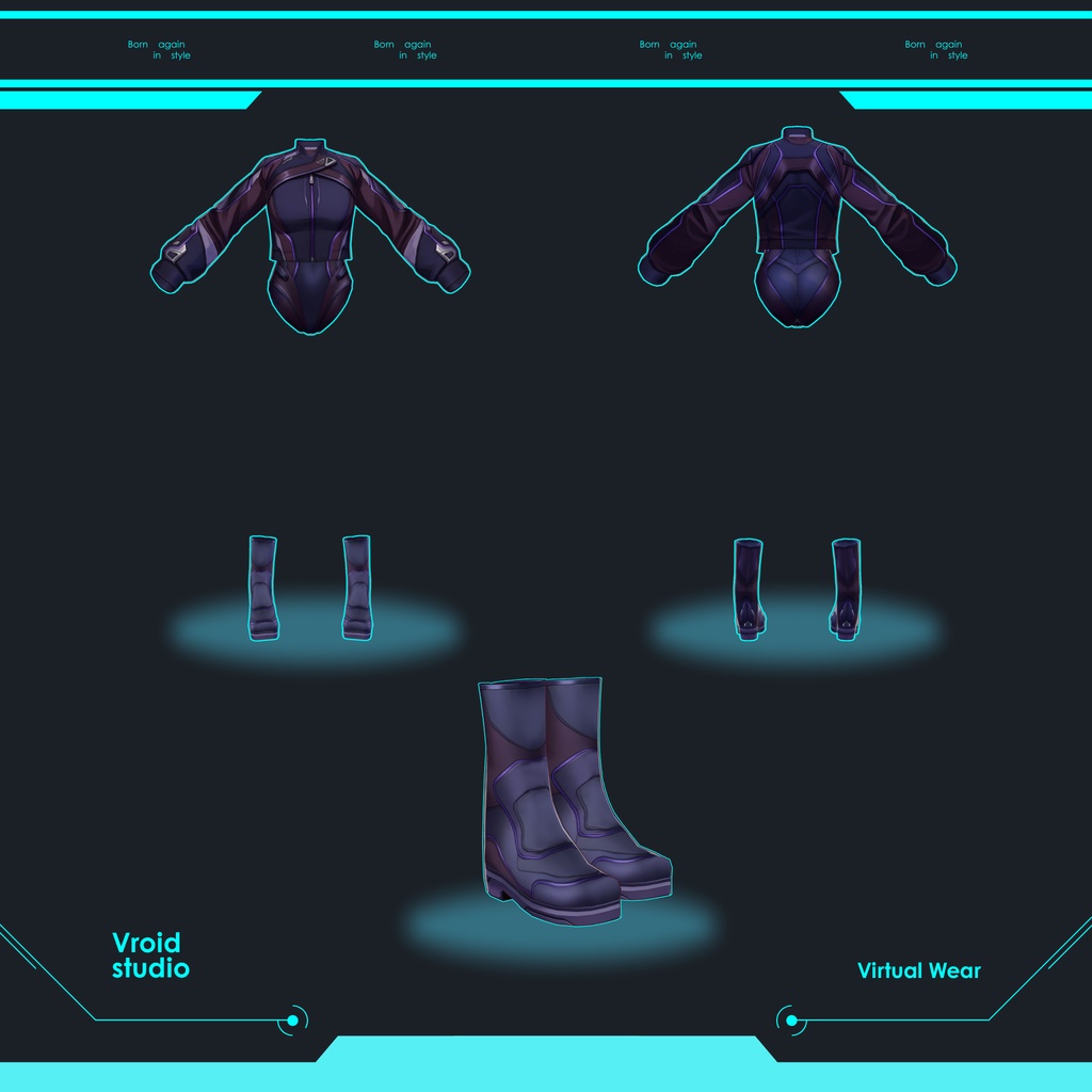 【VRoid Texture & Custom Item 】でんしネオンスーツ