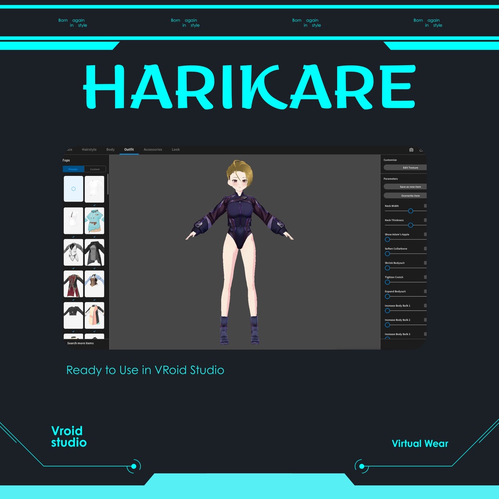 【VRoid Texture & Custom Item 】でんしネオンスーツ