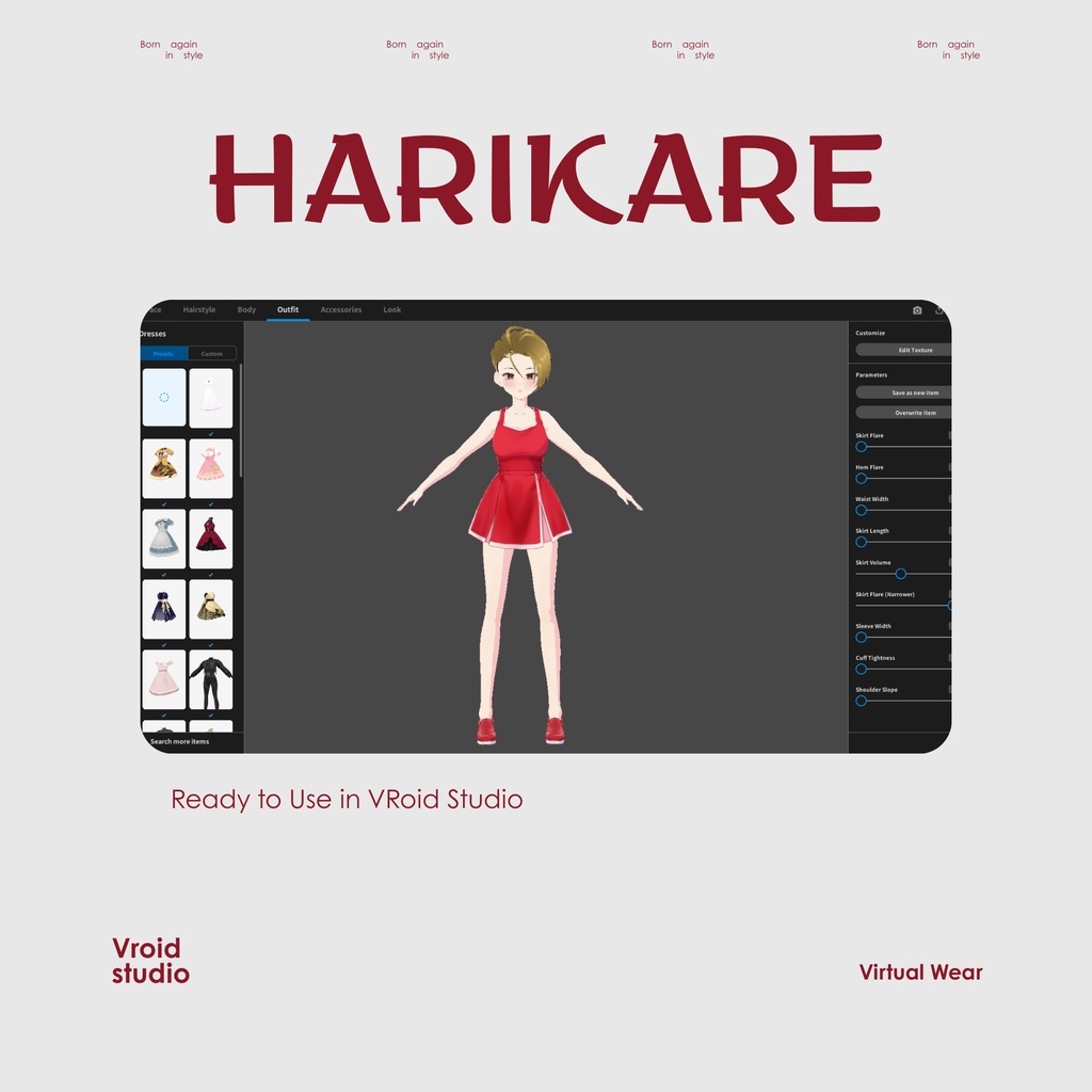 【VRoid Texture & Custom Item 】すかーれっとスポーツどれす