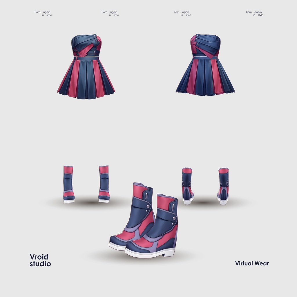【VRoid Texture & Custom Item】ねいびーぴんくどれす