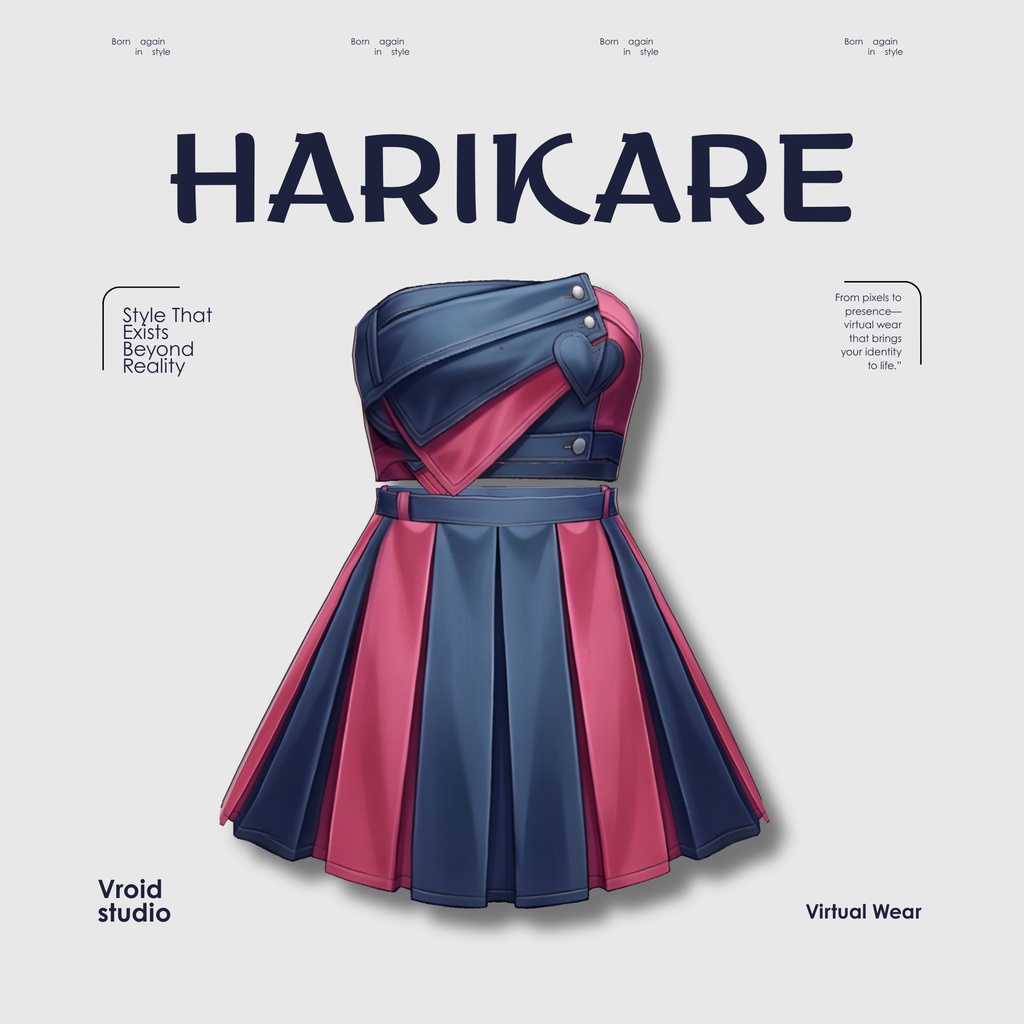【VRoid Texture & Custom Item】ねいびーぴんくどれす