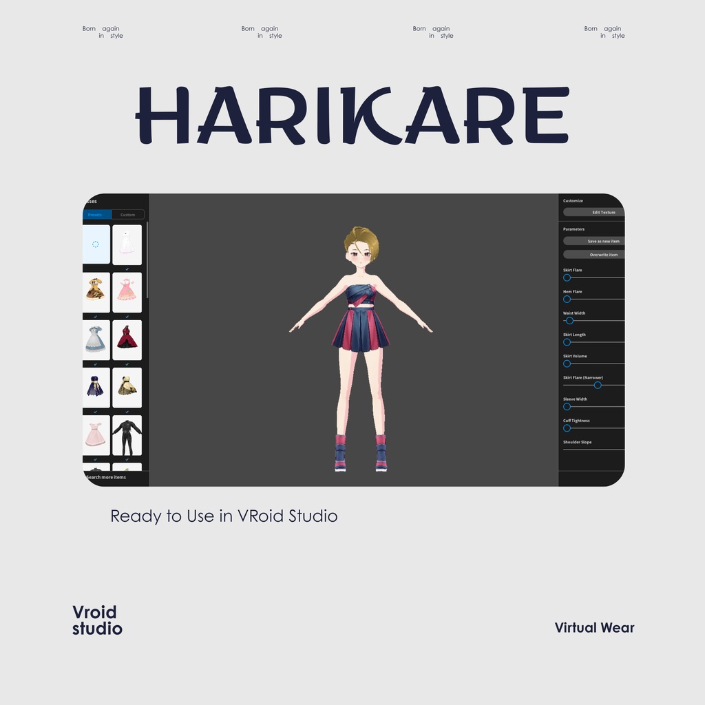 【VRoid Texture & Custom Item】ねいびーぴんくどれす