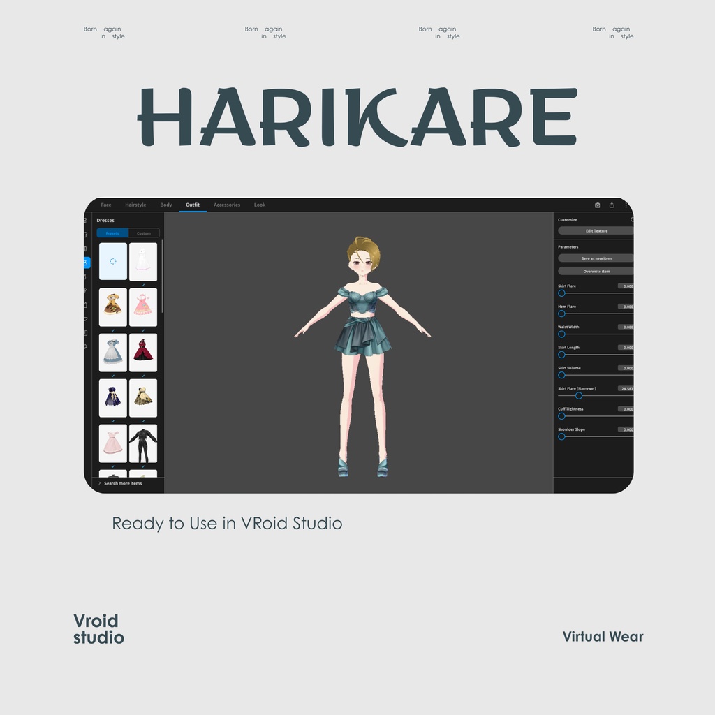 【VRoid Texture & Custom Item】えめらるどどれす