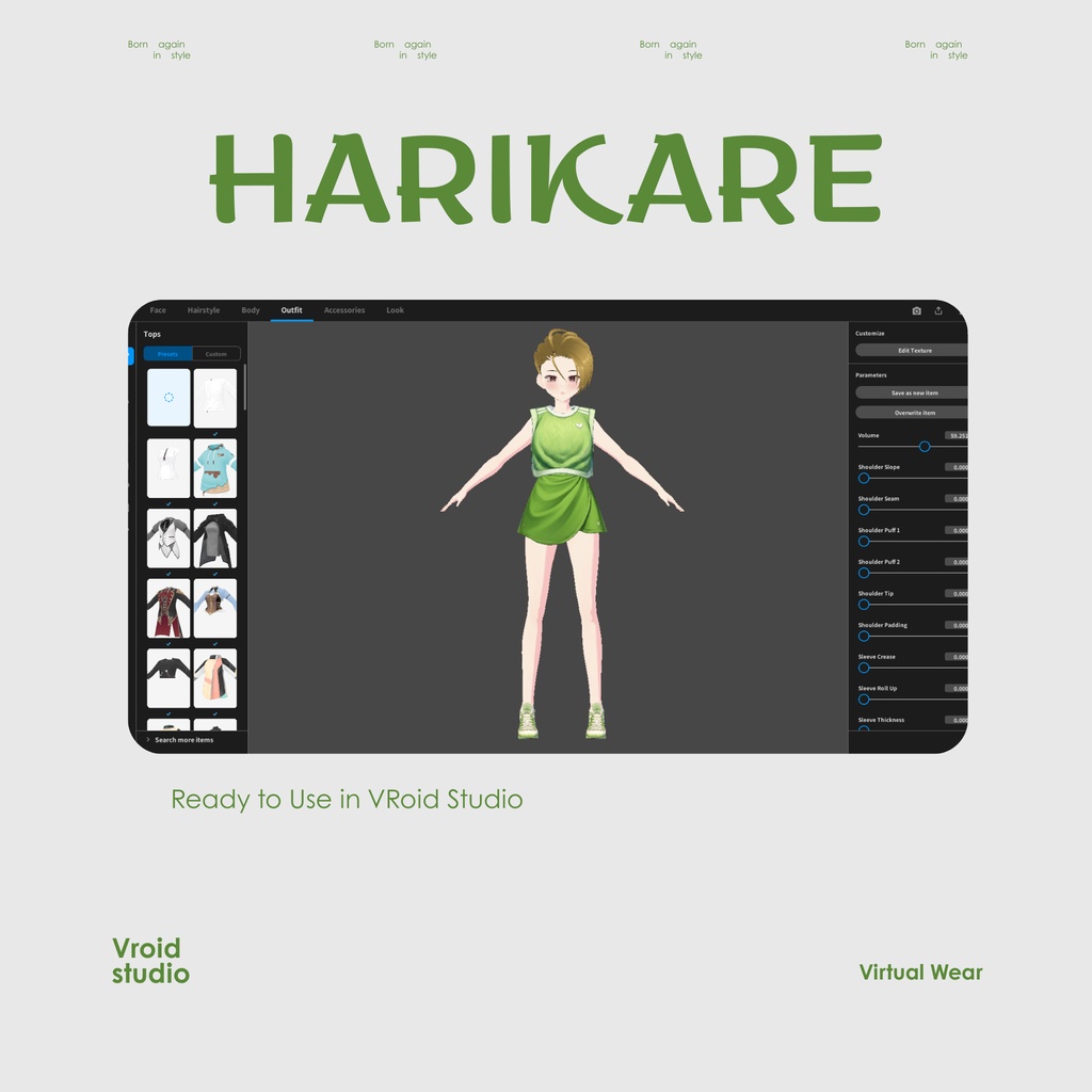 【VRoid Texture & Custom Item】みんとぐりーんこーで