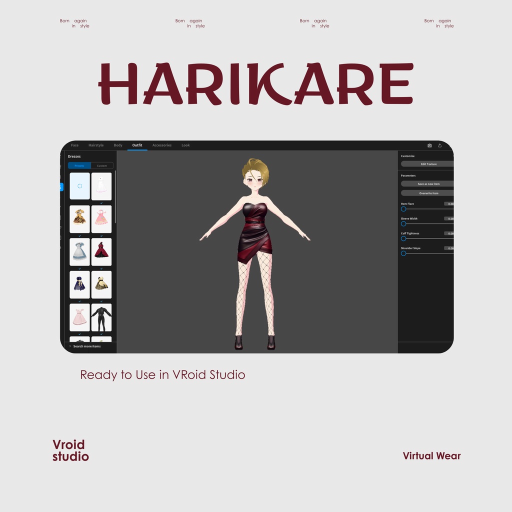 【VRoid Texture & Custom Item】だーくろーずどれす