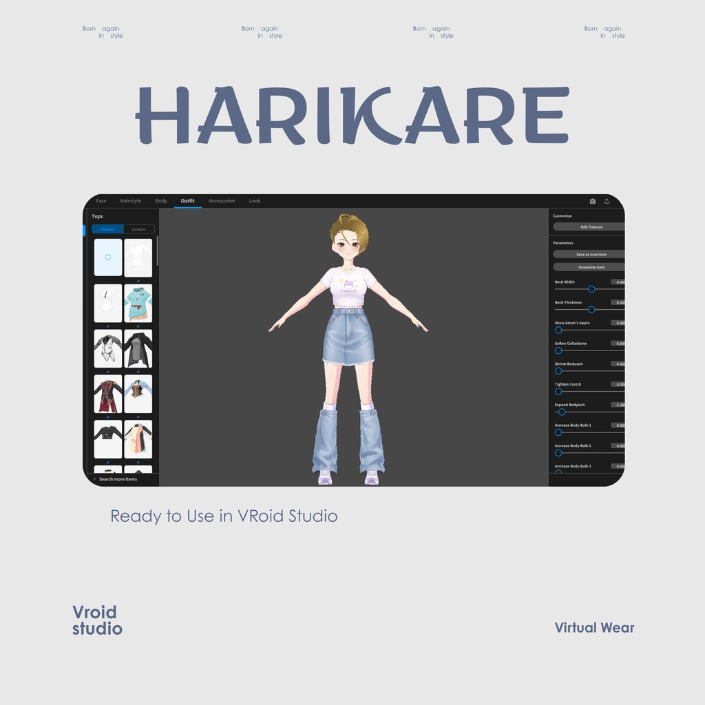 【VRoid Texture & Custom Item】すたーきゃっとてぃーしゃつ