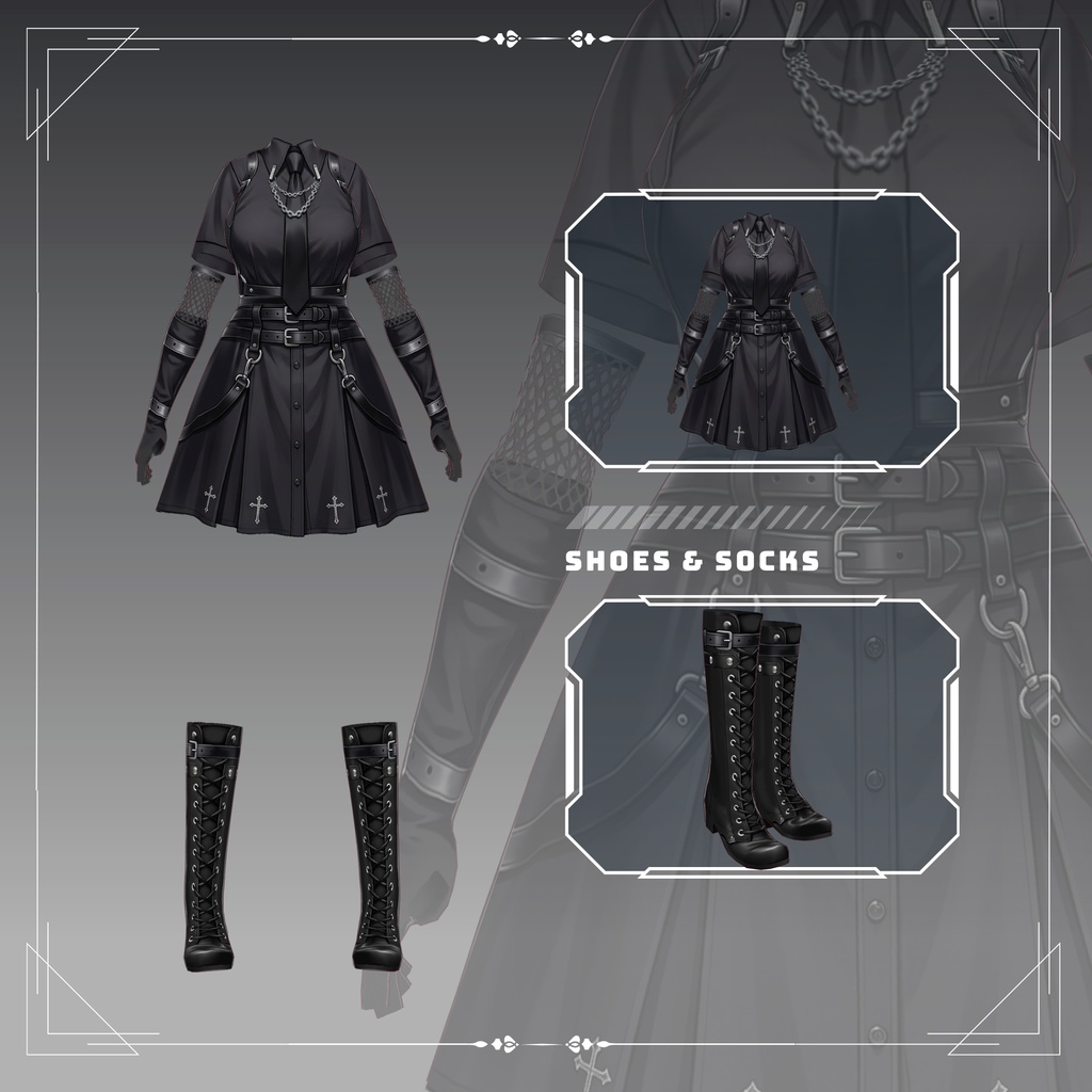 【VRoid Texture & Custom Item】だーくごしっくこーで
