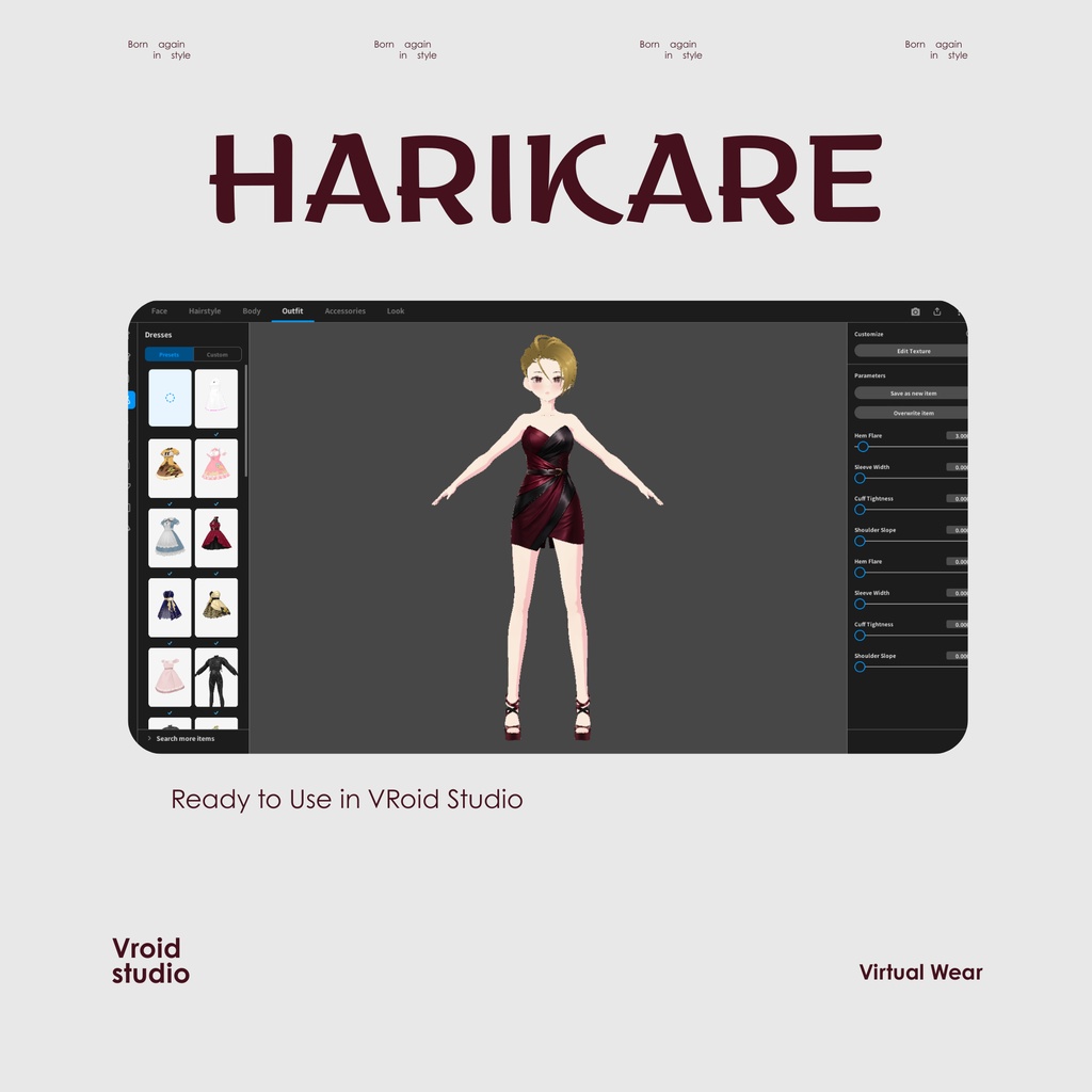 【VRoid Texture & Custom Item】わいんれっどどれす