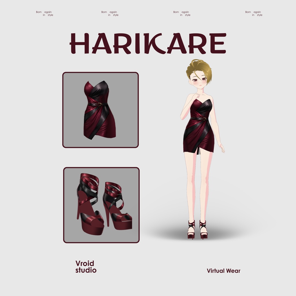 【VRoid Texture & Custom Item】わいんれっどどれす