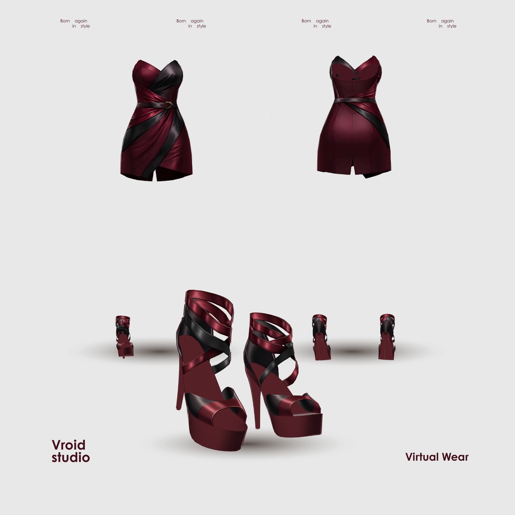 【VRoid Texture & Custom Item】わいんれっどどれす