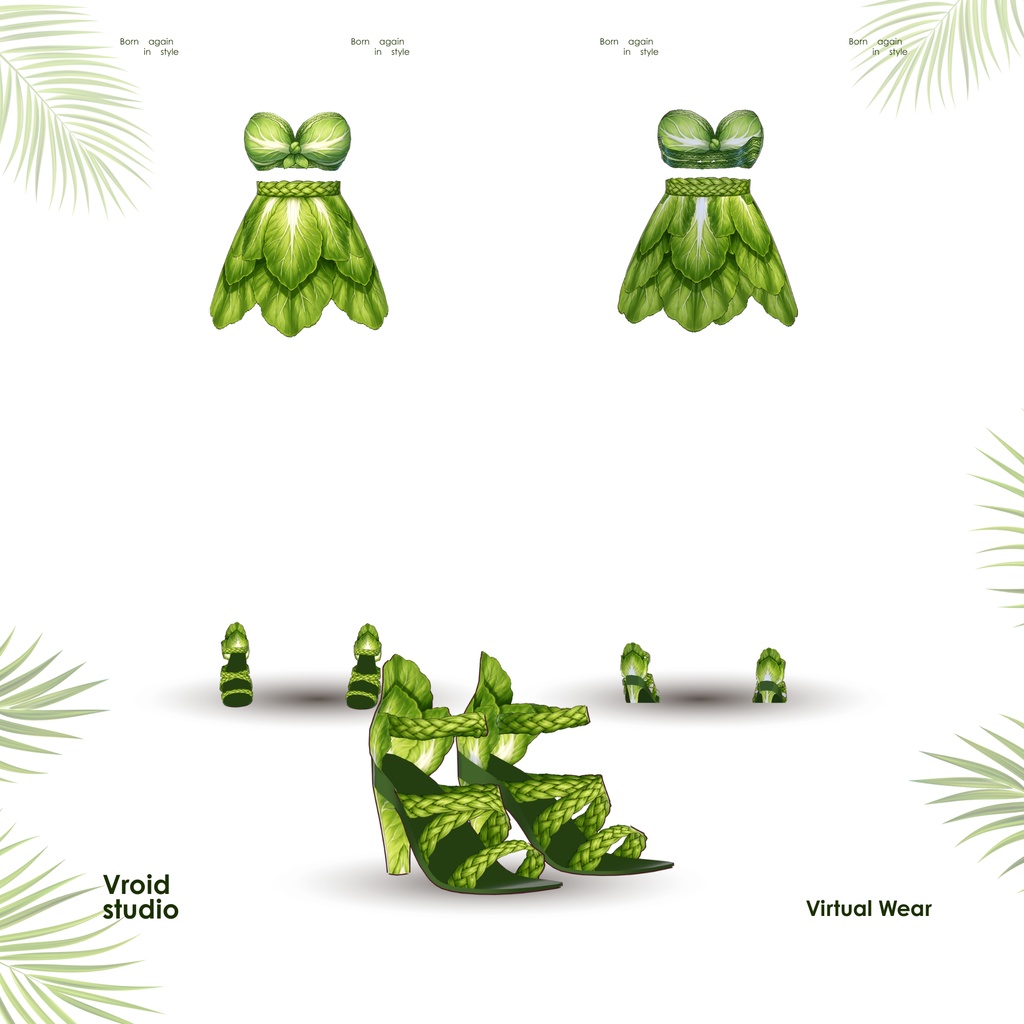 【VRoid Texture & Custom Item 】Fresh Garden Bikini ふぉれすとぶるーむどれす