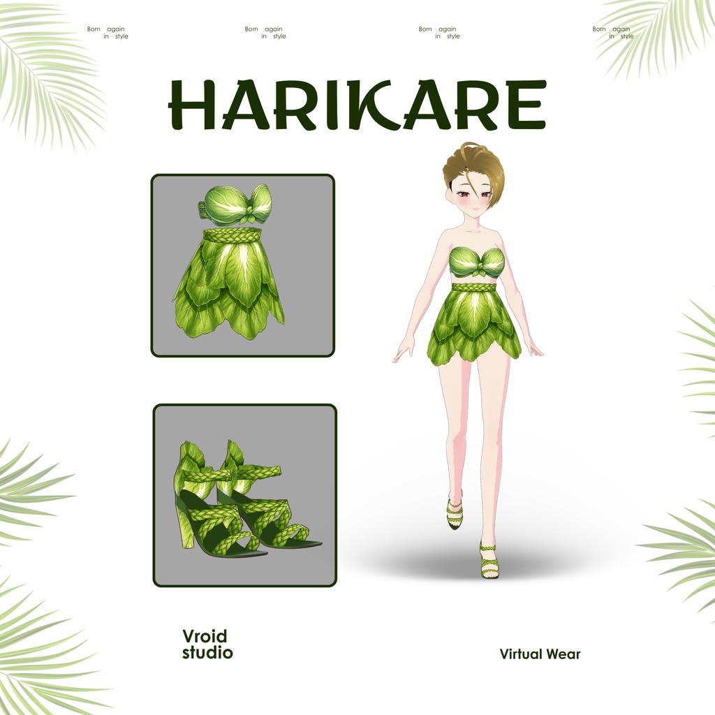 【VRoid Texture & Custom Item 】Fresh Garden Bikini ふぉれすとぶるーむどれす