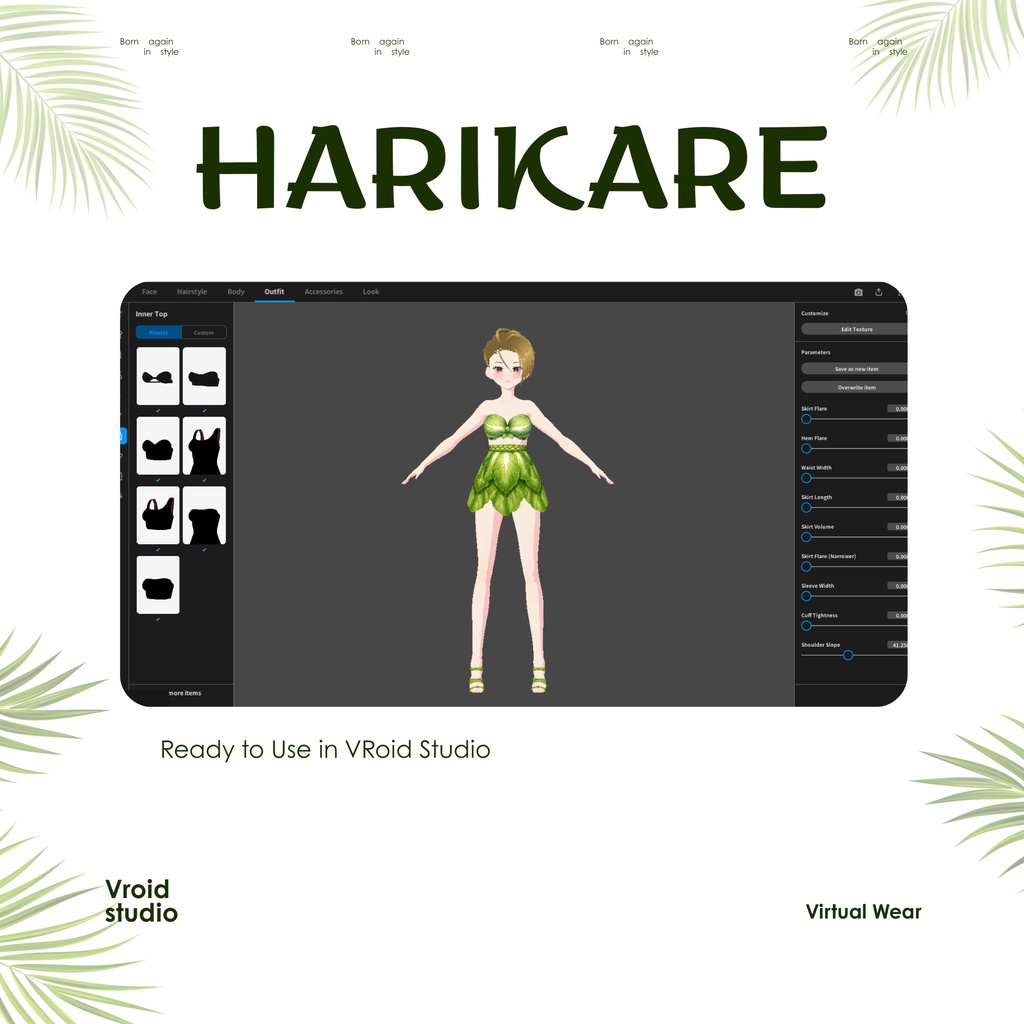 【VRoid Texture & Custom Item 】Fresh Garden Bikini ふぉれすとぶるーむどれす