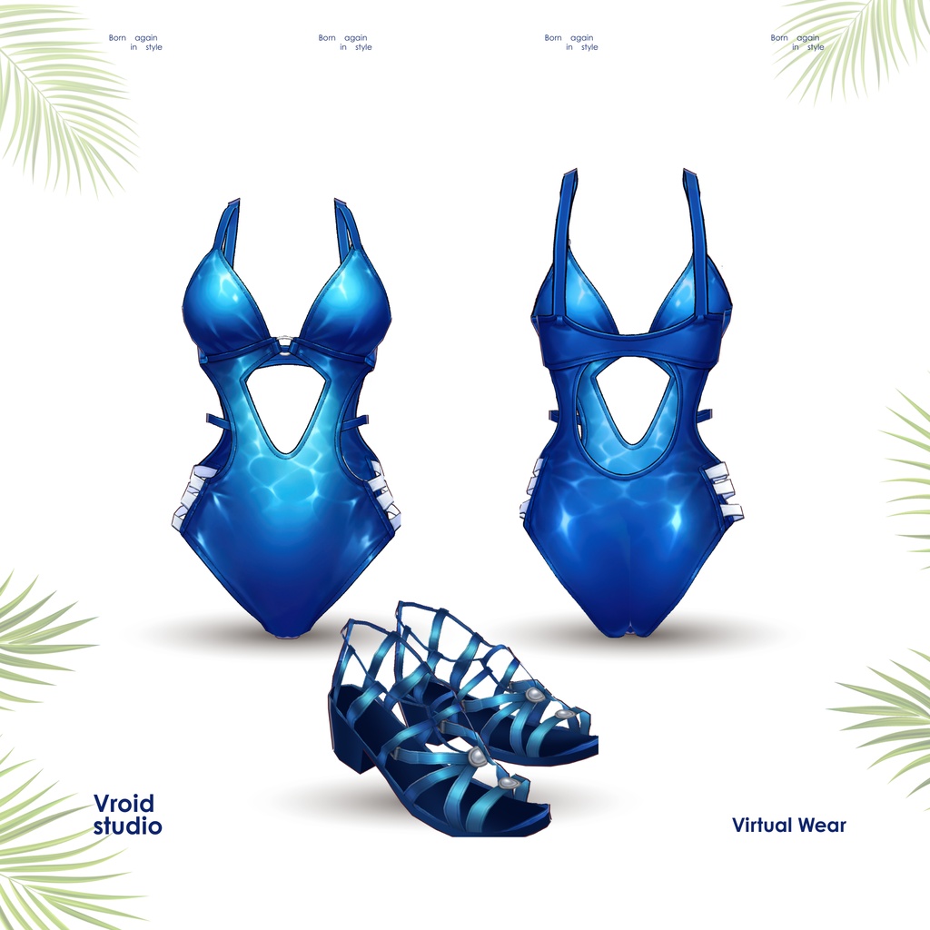 【VRoid Texture & Custom Item】Swim Blue Leopard あじゅーるたいどすいむすーつ