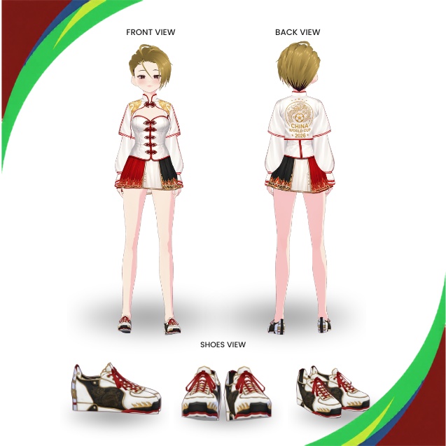 【VRoid Texture & Custom Item WORLD CUP 2026】Crimson Dynasty Cheer Set 紅華応援スタイル | China