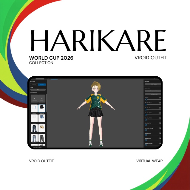 【VRoid Texture & Custom Item 】ぐりーんさっかーゆにふぉーむ ⚽ | Green Gold Aura