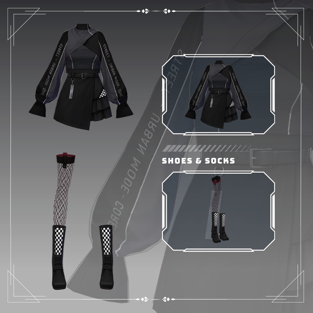 【VRoid Texture & Custom Item】Street Phantom アーバンノワールストリートセット