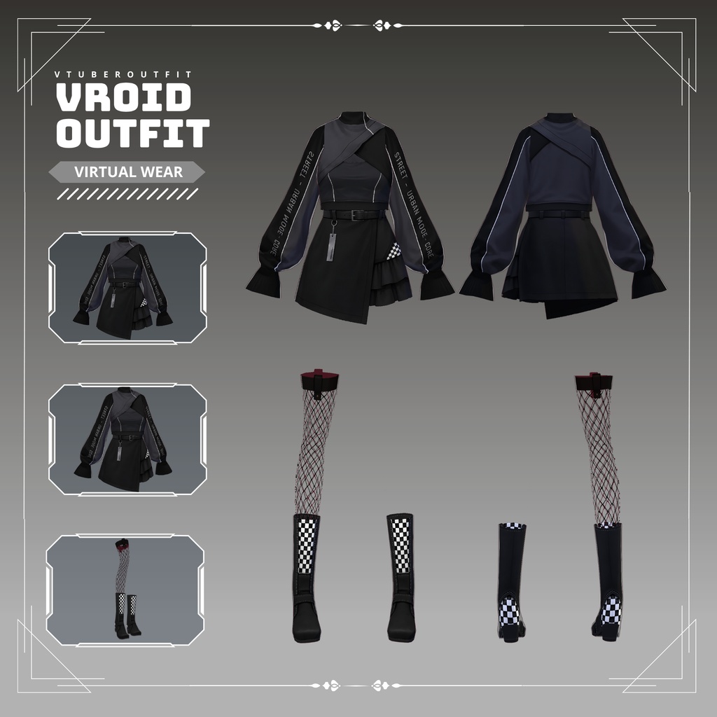 【VRoid Texture & Custom Item】Street Phantom アーバンノワールストリートセット