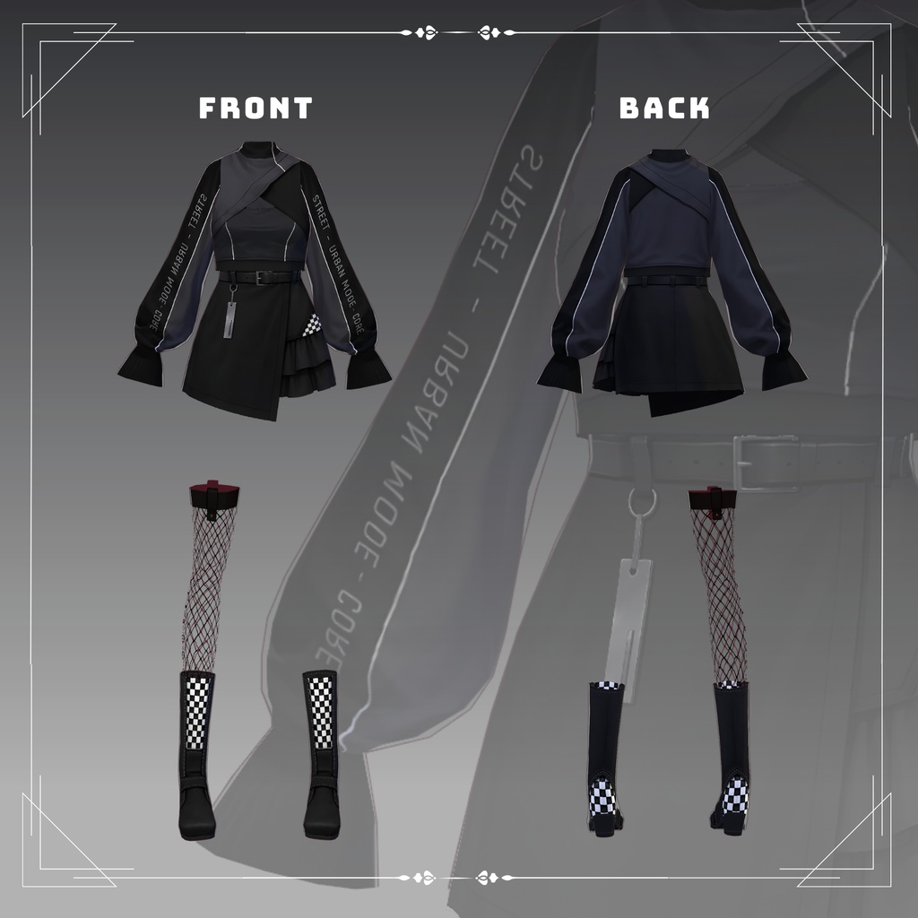 【VRoid Texture & Custom Item】Street Phantom アーバンノワールストリートセット