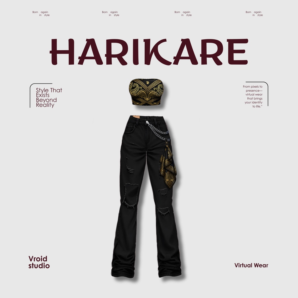 【VRoid Texture & Custom Item】Harikare Black Gold Street Set ハリカレ・ブラックゴールドストリートセット |  Black Lotus Renegade