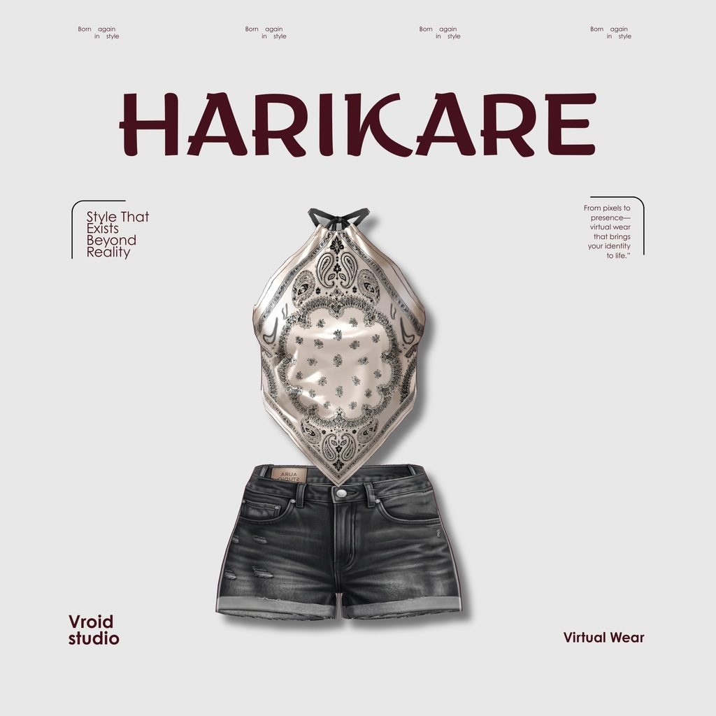 【VRoid Texture & Custom Item】Paisley Halter Streetwear Set ペイズリーホルターストリートウェアセット | Street Renegade