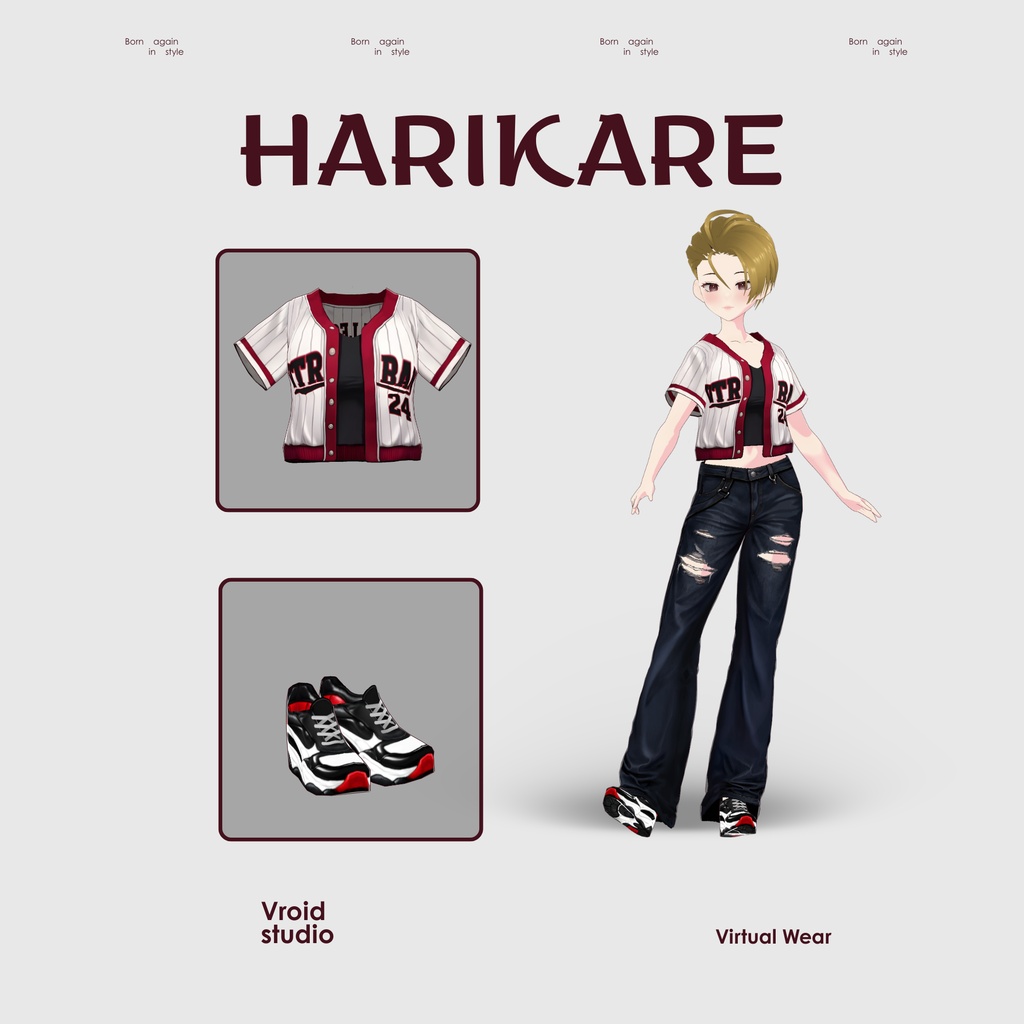 【VRoid Texture & Custom Item】Crimson Baseball Supporter Set クリムゾンベースボールサポーターセット | Red Dugout