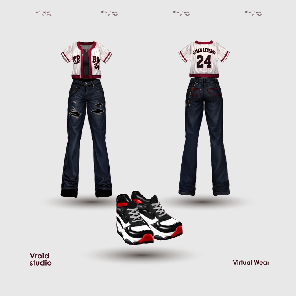 【VRoid Texture & Custom Item】Crimson Baseball Supporter Set クリムゾンベースボールサポーターセット | Red Dugout