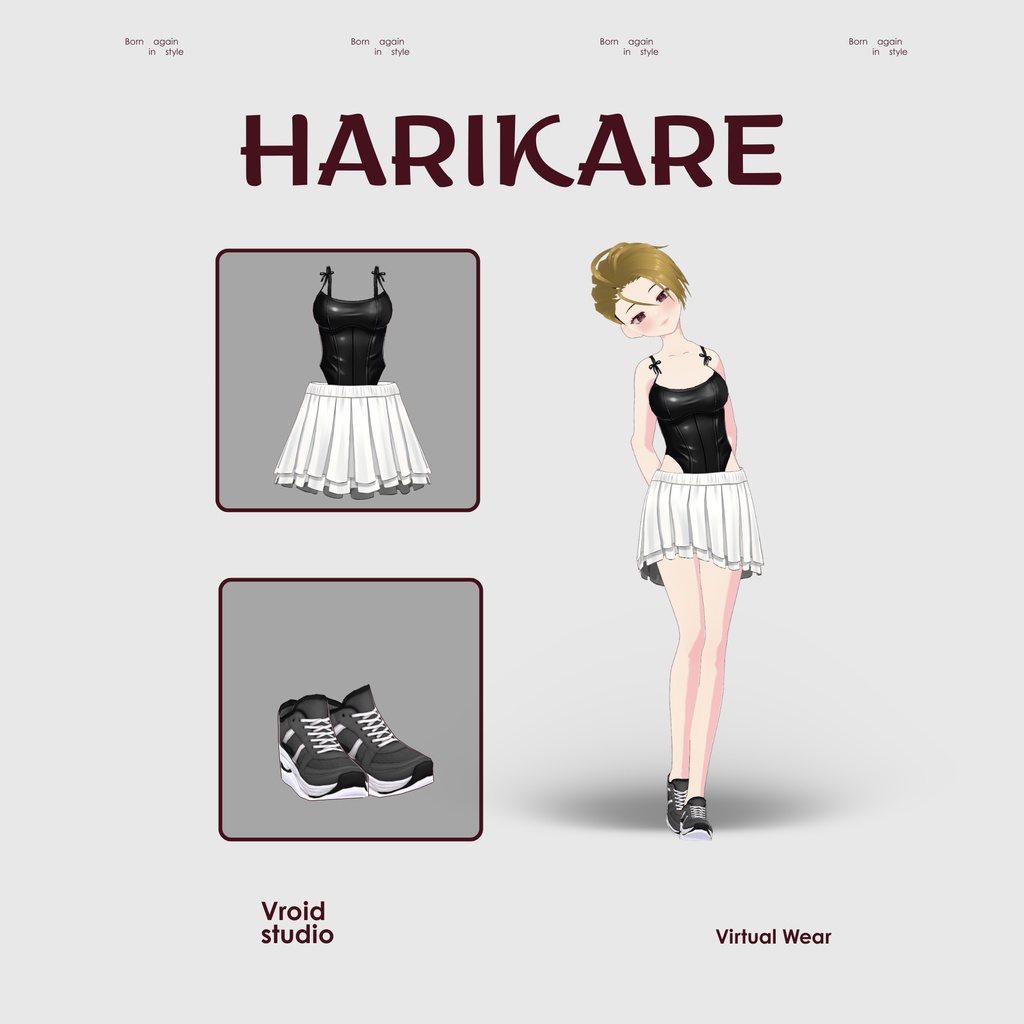 【VRoid Texture & Custom Item】Black & White Grace Set ブラック&ホワイトグレースセット | Snowy Night