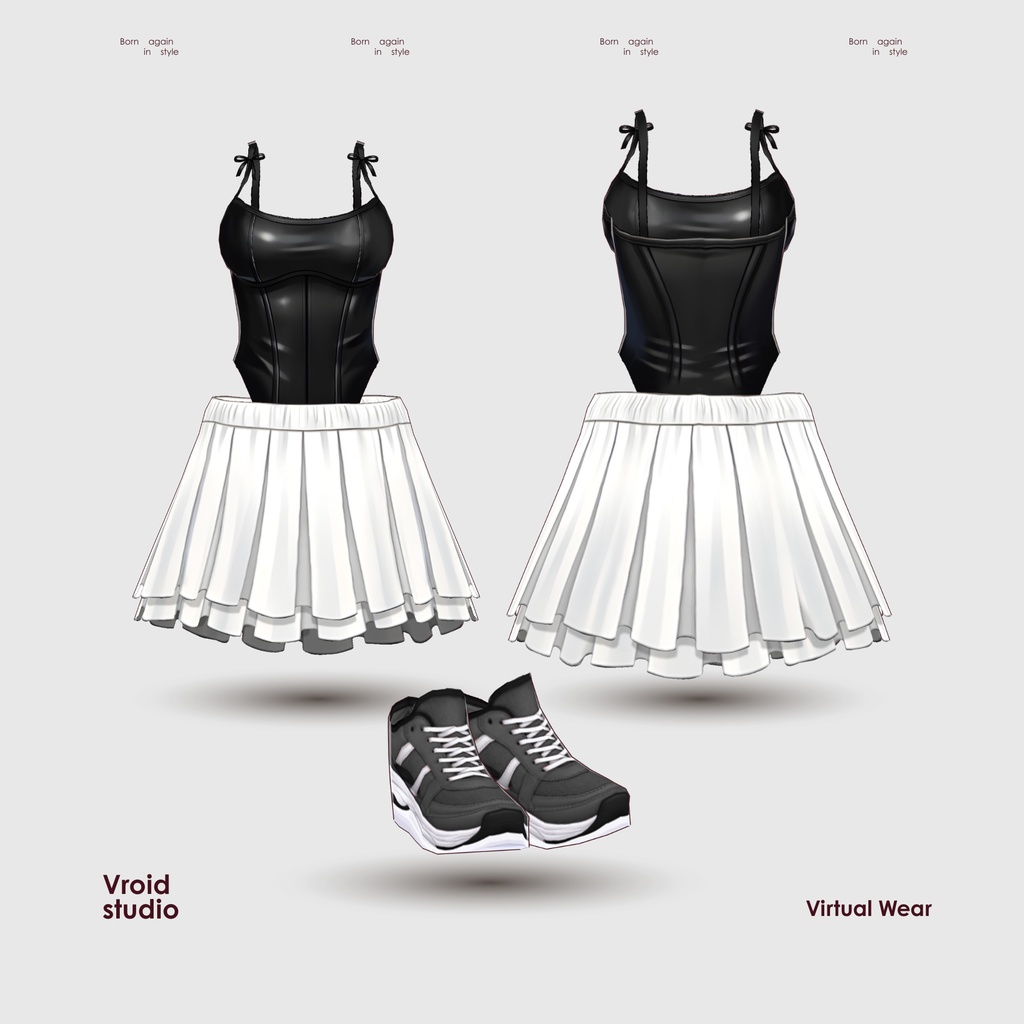 【VRoid Texture & Custom Item】Black & White Grace Set ブラック&ホワイトグレースセット | Snowy Night